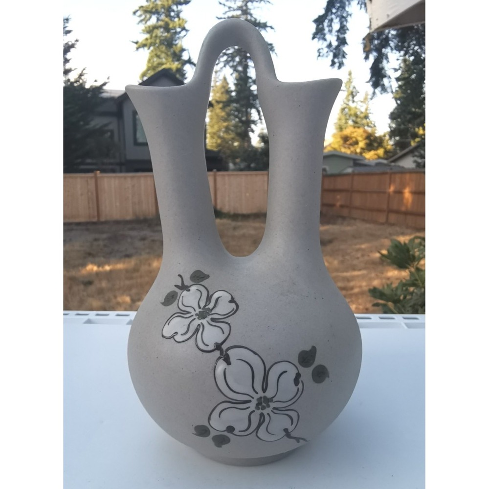 Pigeon Forge Dogwood Pottery Vase 8" Double Neck Wedding Bud Tennessee USA